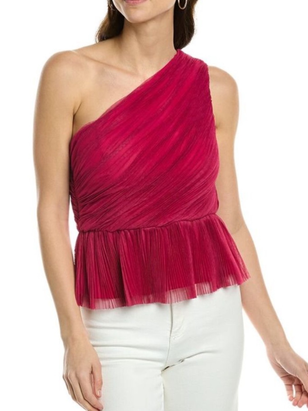 Hutch Lia One-Shoulder Pink Ruffled Tank Top Mini Dress